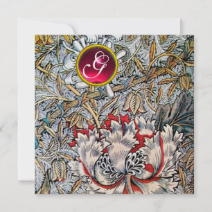 Invitation HONEYSUCKLE Rouge rubis Monogramme Or Metallic