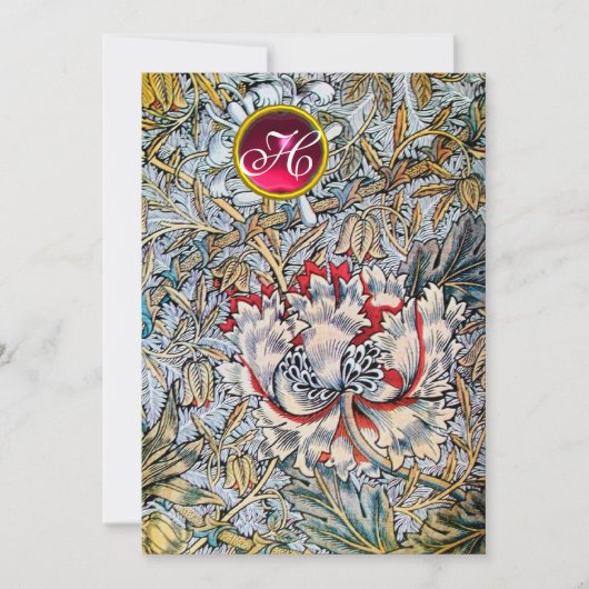 Invitation HONEYSUCKLE Rouge rubis Monogramme Or Metallic (Devant)