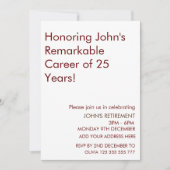Invitation Honorer une carrière remarquable Retraite Ajouter  (Devant)