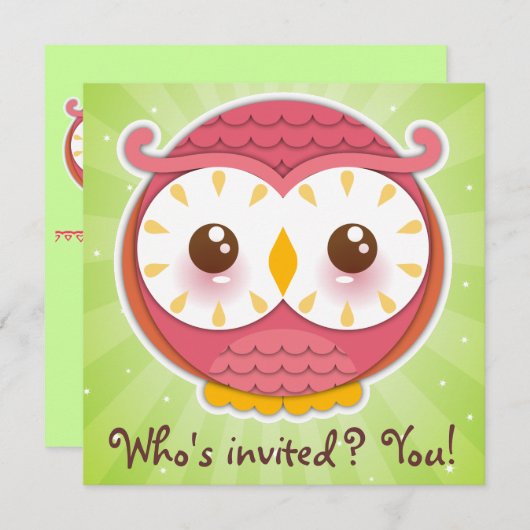 Invitation Hoo Hoo Owl (Devant / Derrière)