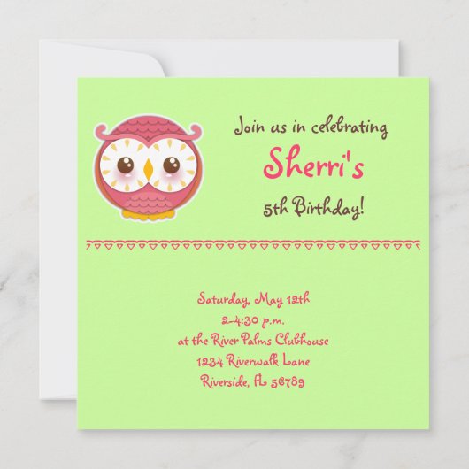 Invitation Hoo Hoo Owl (Dos)