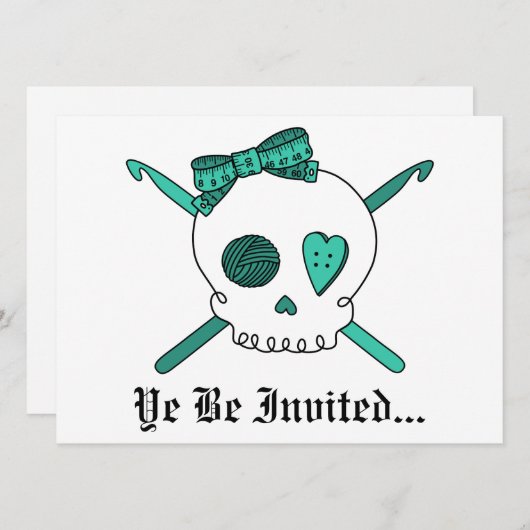 Invitation Hooks crânes et crochets (Turquoise) (Devant / Derrière)