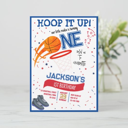 Invitation Hoop It Up Little Rookie Basketball 1er anniversai (Debout devant)