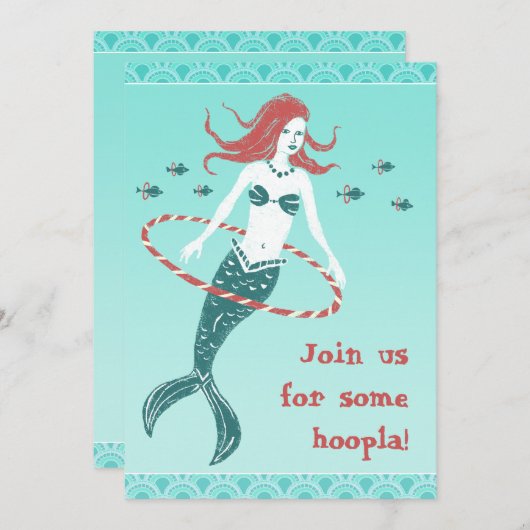 Invitation Hooping Mermaid Party (Devant / Derrière)