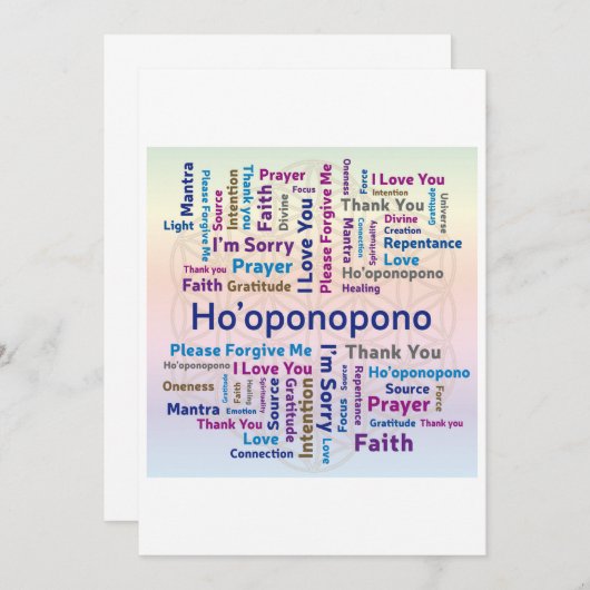 Invitation Ho'oponopono Word Cloud - Mantra - Self Love (Devant / Derrière)