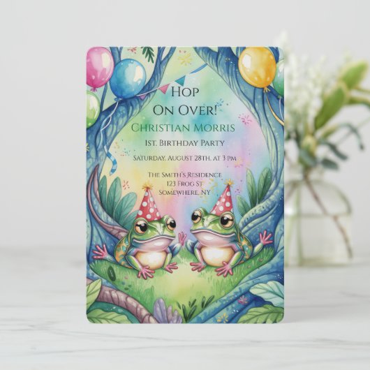 Invitation Hop On Over Birthday Party (Debout devant)