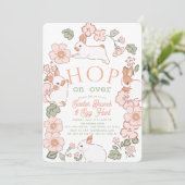 Invitation Hop on Over Bunny Boho Floral Easter Brunch (Debout devant)