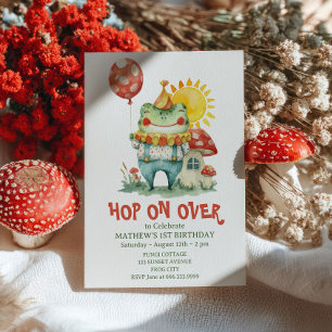 Invitation Hop On Over Clown Frog Cottagecore mignon Annivers