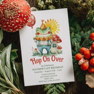 Invitation Hop On Over Cute Clown Frog Cottagecore Anniversai