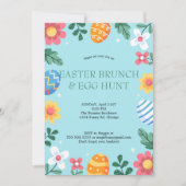 Invitation Hop on Over Easter Brunch Egg Hunt Bunny Floral (Devant)