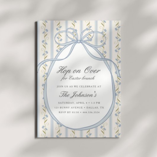 Invitation Hop on Over Easter Brunch Egg Hunt Spring
