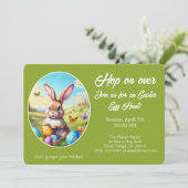 Invitation Hop on Over Easter Egg Hunt Bunny Green -  (Debout devant)