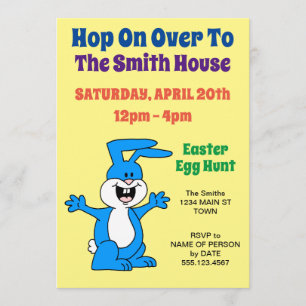 Invitation Hop on Over Easter Oeuf Hunny Cartoon