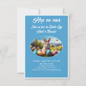 Invitation Hop on Over Egg Hunt Brunch Easter Rabbit blue - (Devant)