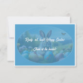Invitation Hop on Over Egg Hunt Brunch Easter Rabbit blue - (Dos)