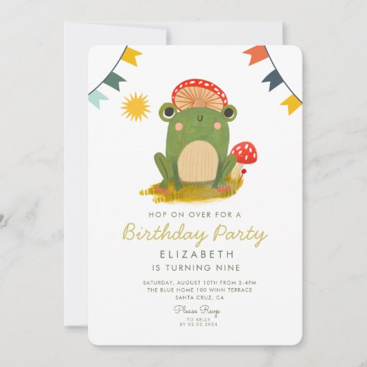 Invitation Hop on Over Frog Anniversaire (Devant)
