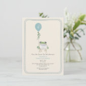 Invitation Hop On Over Woodland Frog Blue Boy Anniversaire (Debout devant)