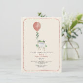 Invitation Hop On Over Woodland Frog Pink Anniversaire (Debout devant)