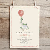 Invitation Hop On Over Woodland Frog Pink Anniversaire