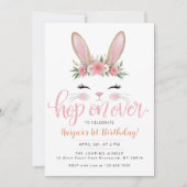 Invitation Hop Sur Le Petit Lapin Fête Anniversaire (Devant)