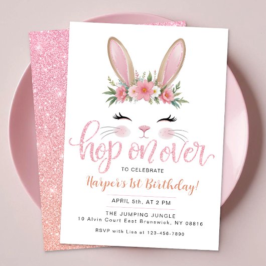 Invitation Hop Sur Le Petit Lapin Fête Anniversaire