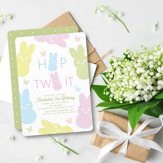 Invitation Hop Two It Bunny & Butterfly 2e anniversaire
