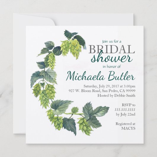 Invitation Hope, Wedding shower de bière (Devant)