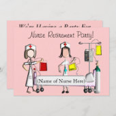 Invitation Hôpital rose d'invitations de partie de retraite (Devant / Derrière)