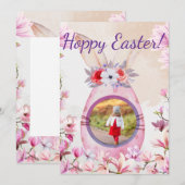 Invitation Hoppy Easter pink egg photo (Devant / Derrière)