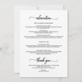 Invitation Horaire du Mariage de fin de semaine Élégante call (Dos)