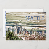 Invitation Horizon de Seattle Washington sous le brouillard (Devant / Derrière)