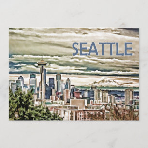 Invitation Horizon de Seattle Washington sous le brouillard