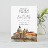 Invitation Horizon de Venise Aquarelle Anniversaire Week-end (Debout devant)
