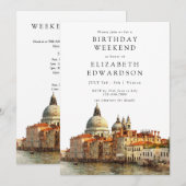 Invitation Horizon de Venise Aquarelle Anniversaire Week-end (Devant / Derrière)