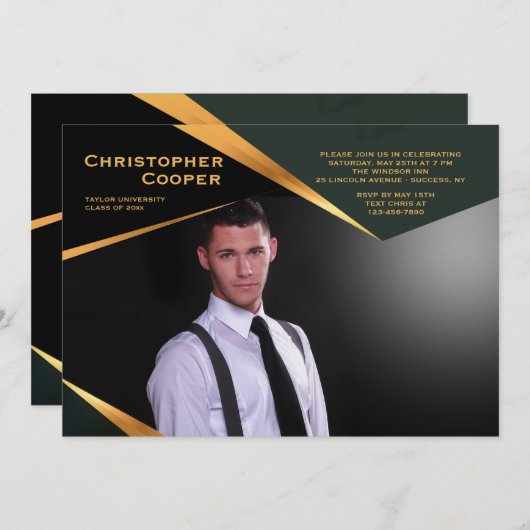 Invitation horizontal d'obtention du diplôme de (Devant / Derrière)