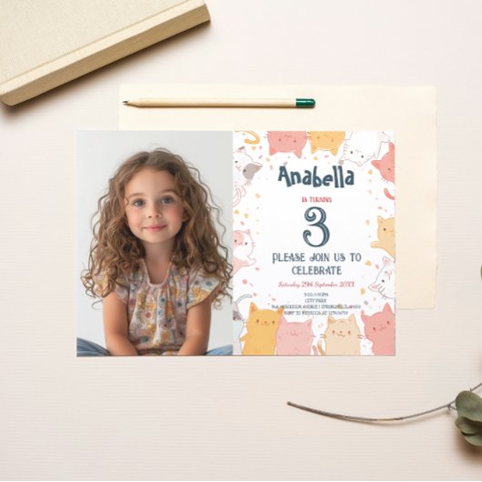 Invitation Horizontal I Chats Photo personnalisée Anniversair