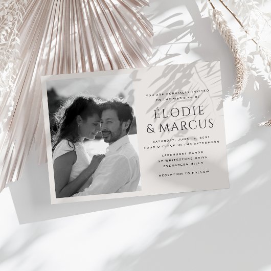 Invitation Horizontal Une Photo Moderne Gras Noms Mariage Inv