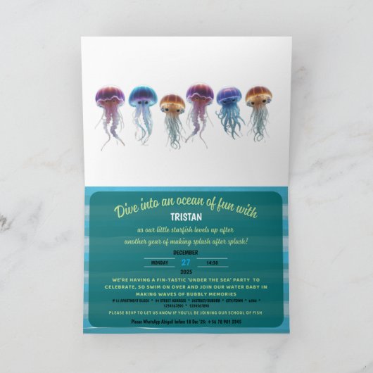 Invitation horizontale 2 mignonne 2 manches pliée (Intérieur)