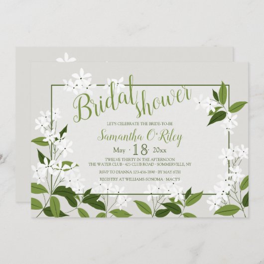 Invitation horizontale Jasmine (Devant / Derrière)