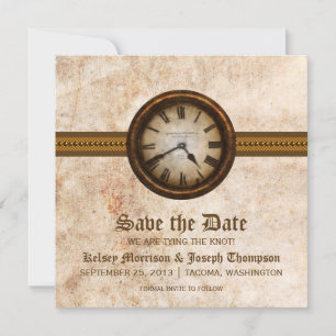 Invitation Horloge Brown Enregistrer la date Annonce