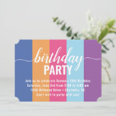 Invitation Horloge couleur vive et audacieuse Anniversaire (Debout devant)