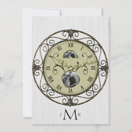 Invitation Horloge en laiton 1er anniversaire de mariage (Devant)