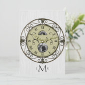 Invitation Horloge en laiton 1er anniversaire de mariage (Debout devant)