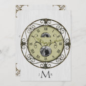 Invitation Horloge en laiton 1er anniversaire de mariage (Devant / Derrière)