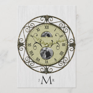 Invitation Horloge en laiton 1er anniversaire Mariage