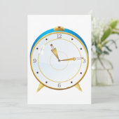 Invitation Horloge rétro d'alarme or avec réglage bleu (Debout devant)