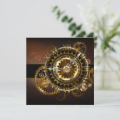 Invitation Horloge Steampunk avec des engrenages anciens (Debout devant)