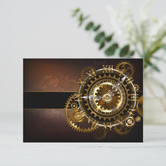 Invitation Horloge Steampunk avec des engrenages anciens (Debout devant)