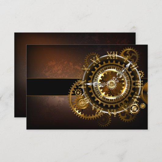 Invitation Horloge Steampunk avec des engrenages anciens (Devant / Derrière)