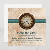 Invitation Horloge turquoise Enregistrer la date Annonce (Devant / Derrière)